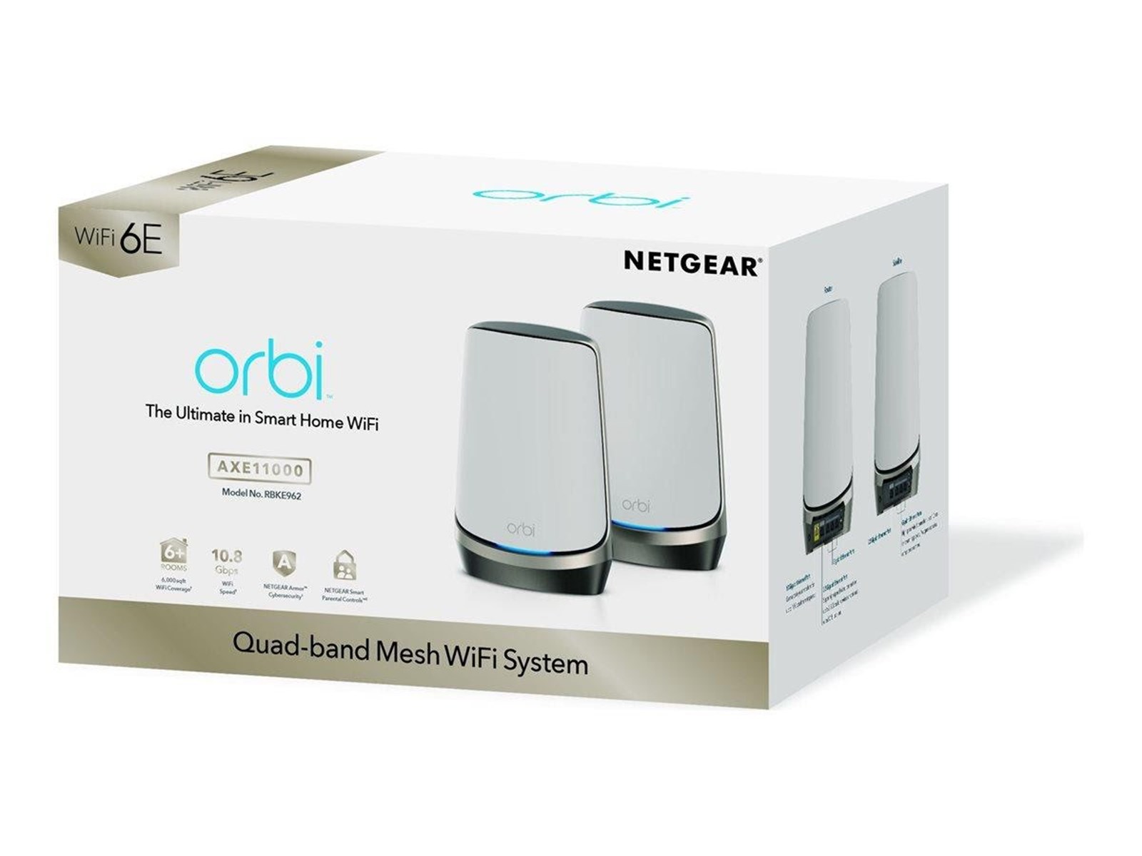 Netgear Orbi 960 Series RBKE962 - Wi-Fi system - Wi-Fi 6E - desktop ...