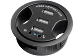 USB hub - Pro 3 port USB 2.0 Hi Speed In-Desk HUB + audio USB hub - 3 - Czarny - 4040849938948