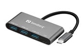 USB hub - Sandberg 3-Port USB 3.0 Hub USB hub - 4 - USB 3.0 - Czarny - 136-03