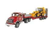 Samochody i pojazdy - Bruder MACK Granite Low loader truck with JCB 4CX  Backho - 02813