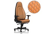 Fotel gamingowy - noblechairs ICON Series Real Leather - Cognac / Black Krzesło gamingowe - Brązowo-czarny - Skóra - 150 kg - NBL-ICN-RL-CBK