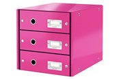 Archiwizacja i przechowywanie - Leitz Pojemnik z szufladami  Click & Store WOW (3 szuflady) Różowy - 60480023