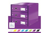 Archiwizacja i przechowywanie - Leitz Pojemnik z szufladami  Click & Store WOW (3 szuflady) Fioletowy - 60480062