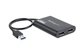Kabel wyswietlacza - StarTech.com USB to Dual DisplayPort Adapter - 4K 60Hz - USB 3.0 (5Gbps) - external video adapter - DisplayLink DL-6950 - black - USB32DP24K60