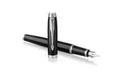 Przybory do pisania i rysowania - Parker IM Fountain Pen | Black Lacquer with Chrome Trim | Medium Nib with Blue Ink Refill | Gift Box - 1931651