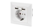 Telefon - Adapter i Ładowarka - DIGITUS Socket with 2 USB ports - DA-70613
