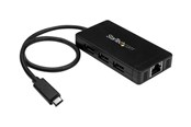 USB hub - StarTech.com USB 3.0 Hub 3-port with USB-C and GbE USB hub - 3 - Czarny - HB30C3A1GE