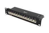 Akcesoria sieciowe - Deltaco 10-PATCH15 10" patch panel 12xRJ45 Cat6a STP 10Gbps metal black - 10-PATCH15