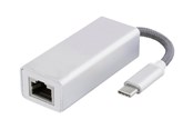 Adapter Sieciowy  (karta sieciowa, serwer druku, itp.) - Deltaco USB C Network Adapter Gigabit RJ45 white - USBC-1080