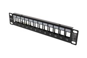 Akcesoria sieciowe - Deltaco 10" Keystone patch panel 12 ports 1U metal black - 10-PATCH18