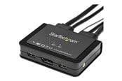 Przełącznik KVM - StarTech.com 2 Port USB 4K60Hz DisplayPort KVM Switch with Built-In Cables - KVM / audio switch - 2 ports - SV211DPUA4K