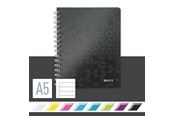 Zeszyty, notesy i formularze - Leitz WOW Notebook A5 ruled wirebound with PP cover Black - 46390095