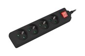 Kabel zasilający (zewnętrzny) - Lanberg PS1-04E-0150-BK - power strip - 2500 Watt - PS1-04E-0150-BK