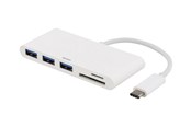 USB hub - Deltaco USB 3.1 Gen 1 hub USB-C 3USB A SD/micro USB hub - 3 - Biały - USBC-HUB