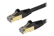 Kabel sieciowy - StarTech.com 7.5 m CAT6a Cable - Black - RJ45 Ethernet Cable - Snagless - CAT6a STP Cord - Copper Wire - 10Gb - patch cable - 7.5 m - black - Czarny - 7.5m - 6ASPAT750CMBK