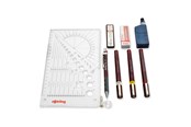 Przybory do pisania i rysowania - Rotring Isograph Fineliner Pen & Pencil College Set | 3 Technical Pens (0.25mm 0.35mm 0.50mm) and Mechanical Pencil (0.5mm) + Accessories - S0699380