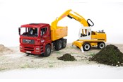 Samochody i pojazdy - Bruder MAN TGA Ciężarówka budowlana z koparką Liebherr - 02751