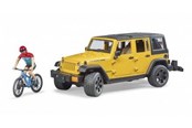 Samochody i pojazdy - Bruder Jeep Wrangler Rubicon with mountainbike and cyclist - 02543