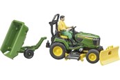 Samochody i pojazdy - Bruder Bworld John Deere Lawn Tractor with trailer and gardener - 62104