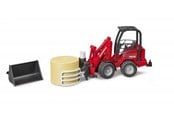 Samochody i pojazdy - Bruder  Schäffer Compact loader 2630 with bale gripper and 1 bale toy - 02192