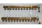 Ogrzewanie podlogowe - Pettinaroli Manifold system in- and outlet 1x3/4 incl brackets 20 mm fittings and end pieces 12 outlets - 7035SYS20-12