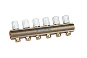 Ogrzewanie podlogowe - Pettinaroli Linear manifold 1x3/4/18 with thermostatic option or electrical control for return pipes compression ends without fittings 3 outlets - 7035TEM-008-03