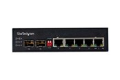 Switch - StarTech.com Industrial 5 Port Gigabit Ethernet Switch 5 PoE RJ45 +2 SFP Slots 30W PoE+ 48VDC 10/100/1000 Power Over Ethernet LAN Switch -40C to 75C with DIN Connector/Mountable - switch - 6 ports - IES1G52UPDIN