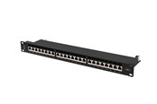 Akcesoria sieciowe - Lanberg Patch Panel 24-Port 1U 19" CAT.7 FTP with Cable Organizer Shielded Black - PPS7-1024-B