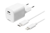 Telefon - Adapter i Ladowarka - Deltaco USB wall charger USB-C PD 20 W includin - USBC-AC141