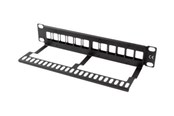Akcesoria sieciowe - Lanberg PPKS-9112-B Patch Panel Blank 12-Port 1U with Organizer for Keystone Modules Black - PPKS-9112-B