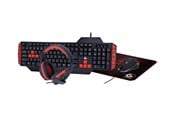 Klawiatura - Gembird - keyboard mouse headset and mouse pad set - QWERTY - US - Klawiatura, mysz, zestaw sluchawkowy i podkladka pod mysz - zestaw - Angielski (US) - Czerwony - GGS-UMG4-02