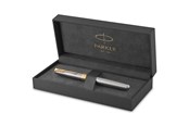 Przybory do pisania i rysowania - Parker Sonnet Fountain Pen | Stainless Steel with Gold Trim | Fine Nib | Gift Box - 1931504