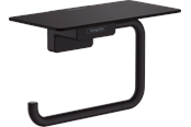 Akcesoria lazienkowe - Hansgrohe addstoris roll holder with shelf matt black - 41772670