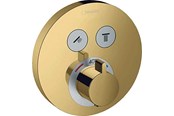 Prysznic i akcesoria do montażu - Hansgrohe showerselect s thermostatic mixer for concealed installation for 2 outlets polished gold-optic - 15743990