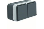 Przelaczniki - Berker Schuko socket outlet 2gang horizon w1 grey - 47843515