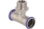 Rury cisnieniowe i zlaczki - Geberit mapress stainless steel t-piece with male thread: d=22mm r=3/4 d1=22mm - 31458