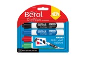 Konferencja i prezentacja - Berol marker do białych tablic okrągła końcówka 2mm blister 4 różne kolory - 1984863