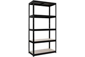 Skrzynki narzedziowe i systemy przechowywania - Work>it Steel shelf unit with 5 shelves 175 kg – black - 58508