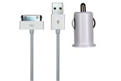 Telefon - Adapter i Ładowarka - Sinox 12V Car Charger w/30-pin 1.0A - 1m - White - SXI782