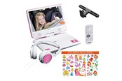 Blu-Ray i odtwarzacze DVD  - Lenco DVP-920PK - Portable 9" DVD player with USB headphones and mounting bracket - Pink/White - DVP-920PK