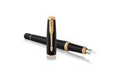 Przybory do pisania i rysowania - Parker Urban Fountain Pen | Muted Black with Gold Trim | Fine Nib with Blue Ink | Gift Box - 1931593