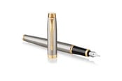 Przybory do pisania i rysowania - Parker IM Fountain Pen | Brushed Metal | Fine Nib with Blue Ink Refill | Gift Box - 1931649