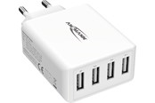 Telefon - Adapter i Ladowarka - ANSMANN HOME CHARGER HC430 USB- LADER / NETDEL 4 USB-PORTE - 1001-0113