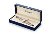 Przybory do pisania i rysowania - Waterman Expert Rollerball Pen | Stainless Steel with 23k Gold Trim | Fine Point | Black Ink | Gift Box - S0951980
