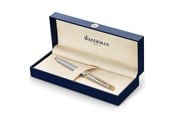Przybory do pisania i rysowania - Waterman Hémisphère Fountain Pen | Stainless Steel with 23k Gold Trim | Medium Nib | Blue Ink | Gift Box - S0920330