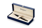 Przybory do pisania i rysowania - Waterman Carène Black Sea Ballpoint Pen | High-Gloss Black & 23k Gold Clip | Medium Point with Blue Ink Cartridge | Gift Box - S0700380