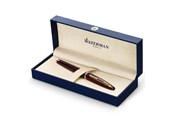 Przybory do pisania i rysowania - Waterman Carène Marine Amber Fountain Pen | Gloss Brown & Black with 23k Gold Clip | Fine Nib with Blue Ink Cartridge | Gift Box - S0700860