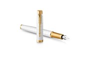 Przybory do pisania i rysowania - Parker IM Fountain Pen | Premium Pearl Lacquer with Gold Trim | Fine Point with Blue Ink Cartridge | Gift Box - 2143649