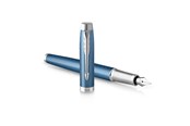 Przybory do pisania i rysowania - Parker IM Fountain Pen | Premium Blue Grey with Chrome Trim | Fine Point with Blue Ink Cartridge | Gift Box - 2143651