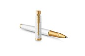Przybory do pisania i rysowania - Parker IM Rollerball Pen | Premium Pearl Lacquer with Gold Trim | Fine Point with Black Ink Refill | Gift Box - 2143646